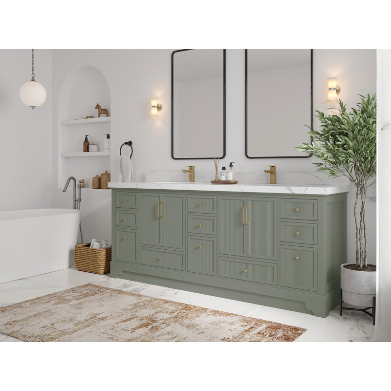 Willow Collections Alys 84" Double Bathroom Vanity Set (Knobs Option ...